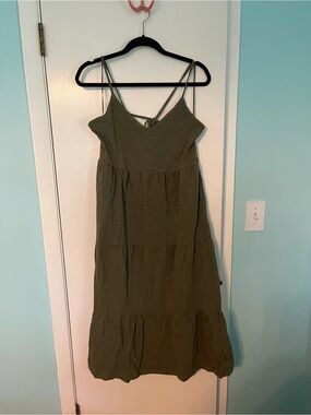 Old Navy Olive Tiered Spaghetti-Strap Maxi Dress